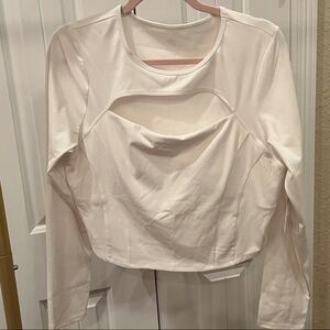 Gilly Hicks White Long-Sleeve Cutout Crop Top